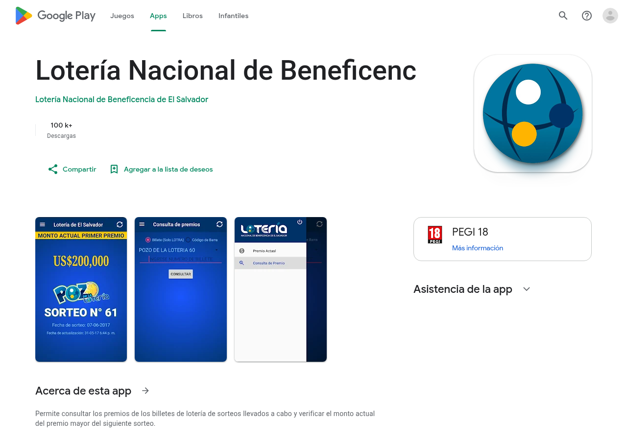 Captura contextual suministrada de una ficha de aplicación