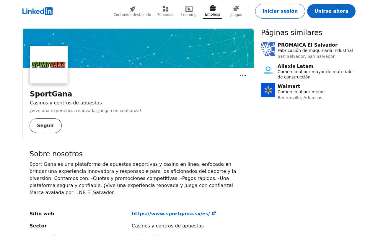 Captura auténtica de la fuente consultada sobre Sport Gana