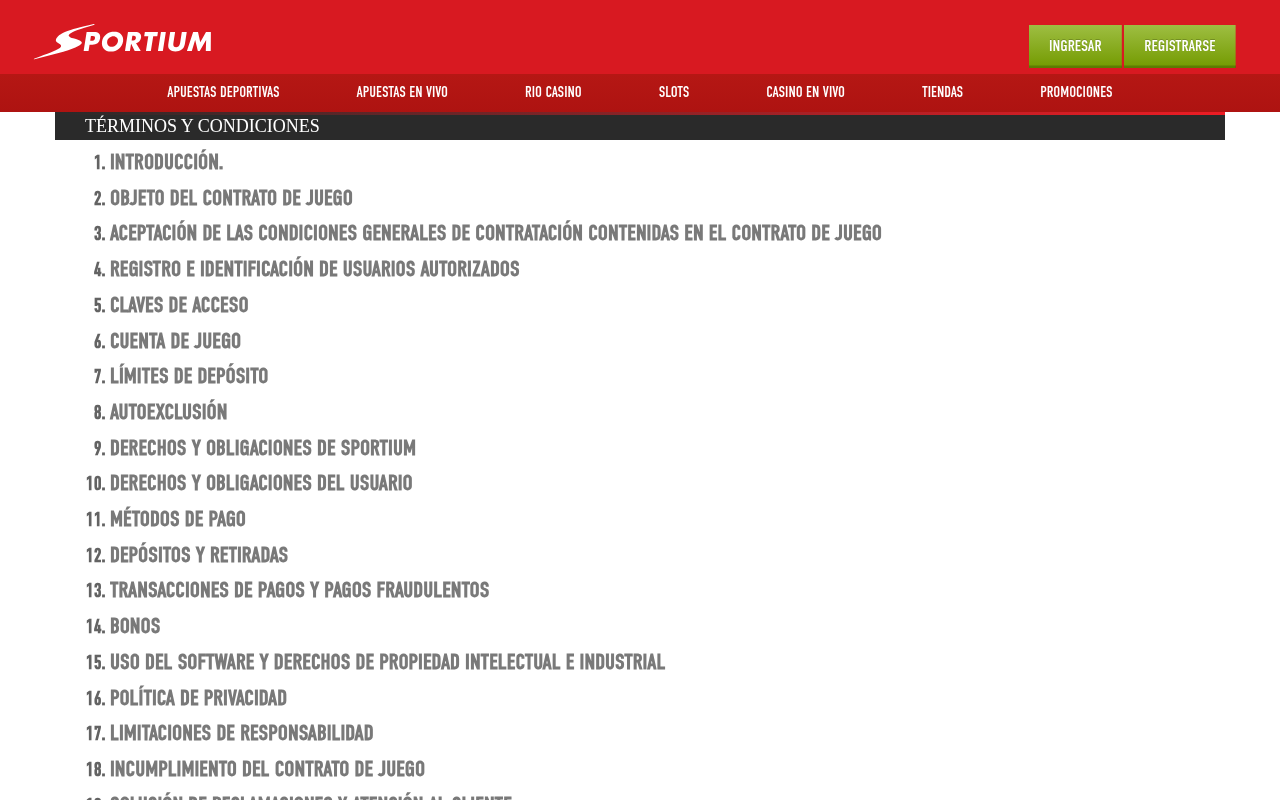 Captura auténtica de la fuente consultada sobre Sportium